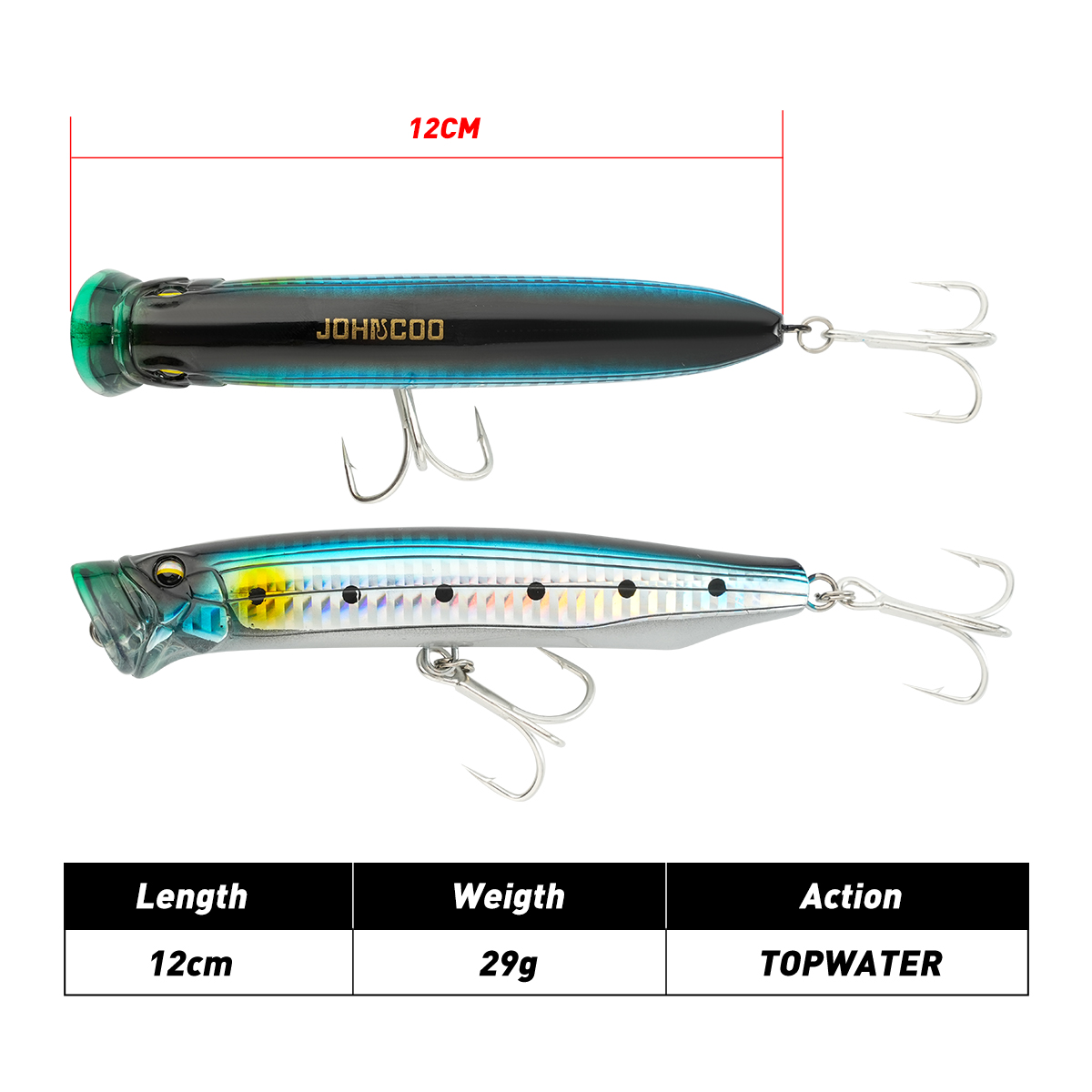 Fishing Lure Popper - Johncoo Popper Balıkçılık Yemi Yüzey Su