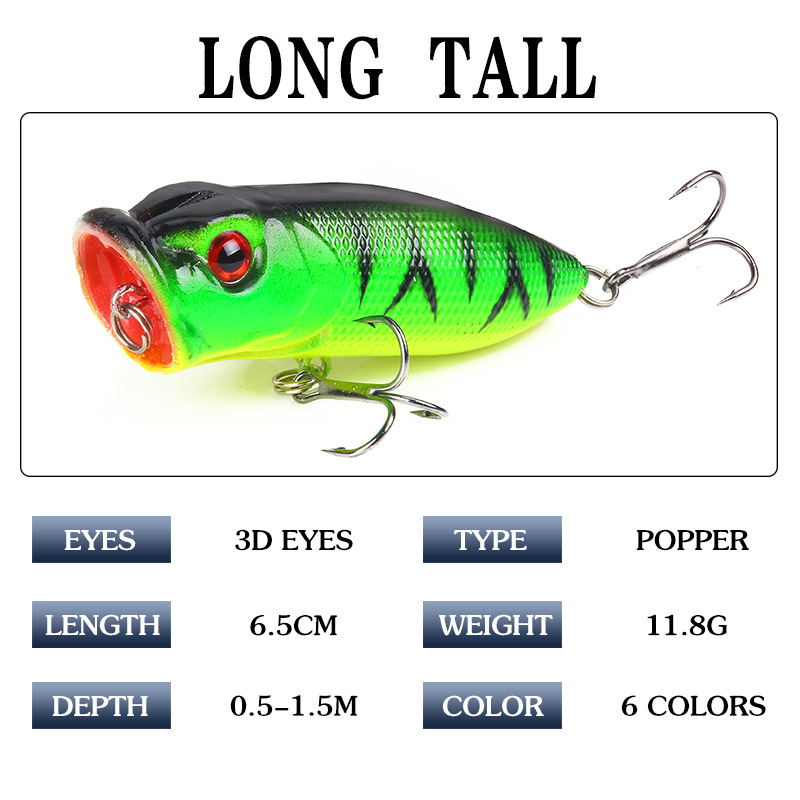 6 adet 6 renk (opp torba)/5 ad - Fishing Lure Popper incelemesi ve fiyatı